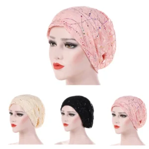 Turbante de algodón con encaje para mujer, gorro de quimio, multicolor, accesorios para la cabeza, novedad