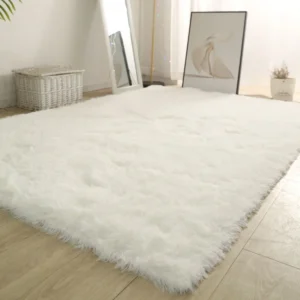Alfombra blanca y esponjosa para sala de estar, alfombrillas grandes para decoración del hogar, antideslizantes y gruesas, para habitación de niños y niñas, color rosa