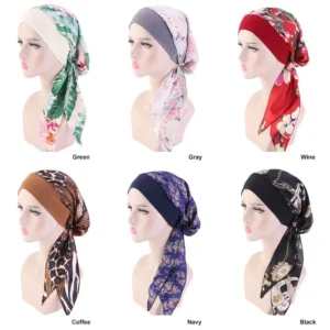 Bufanda para la cabeza con cáncer para mujer, gorro para la pérdida de cabello, preatado turbante, Bandana, novedad