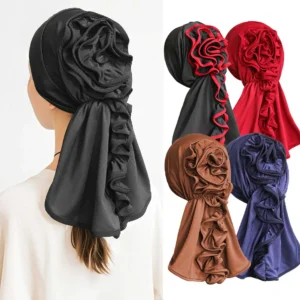 Nuevo turbante Durag de seda de leche africana, gorro rosa preatado, envoltura para la cabeza elástica sólida, gorro elegante para quimio para mujer, Bandana