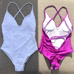 Bañador Sexy acolchado de una pieza para mujer, traje de baño unicolor, Monokini, ropa de playa de verano, maillot de baño para mujer