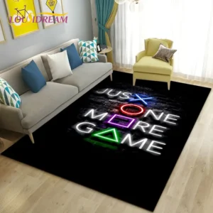 Alfombra con área de controlador de juego de jugador de dibujos animados en 3D, alfombra para sala de estar, dormitorio, sofá, decoración de felpudo, alfombra antideslizante para juegos infantiles
