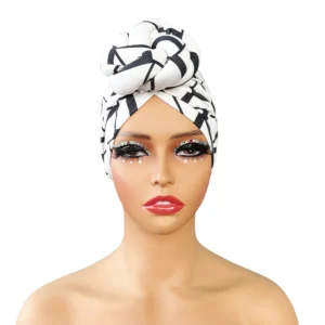 Nuevo gorro de cabeza anudado prefabricado a la moda para mujer, tocado de fiesta de lujo, turbante cruzado de flores 3D para mujer