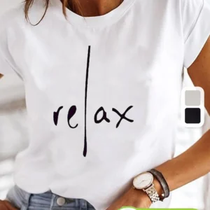 Camisetas informales 100% de algodón con estampado relajante para mujer, camisetas gráficas de moda coreana Egirl, camisetas, ropa para mujer