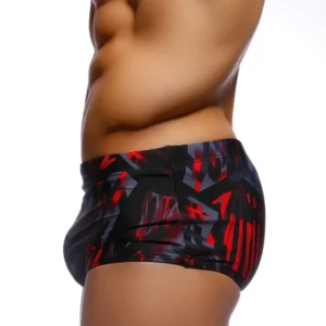 Traje de baño para hombre, trajes de baño brasileños de corte tradicional, Bikini para nadar, calzoncillos tipo bóxer para Surf, pantalones cortos, bañadores Sunga negro y rojo