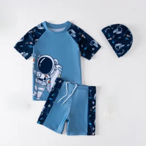Traje de baño de tres piezas con viñetas de animales para niños, traje de baño de moda para niños y niñas, traje de baño para niños y niñas, traje de baño para playa