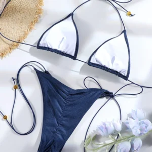 Mini conjuntos de Bikini triangulares sexys, microtanga, traje de baño para mujer, traje de baño, Bikini estilo vendaje, ropa de playa, traje de baño estampado, Bikini tipo Tanga
