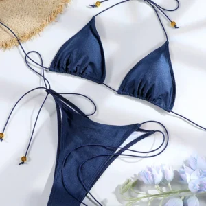 Mini conjuntos de Bikini triangulares sexys, microtanga, traje de baño para mujer, traje de baño, Bikini estilo vendaje, ropa de playa, traje de baño estampado, Bikini tipo Tanga