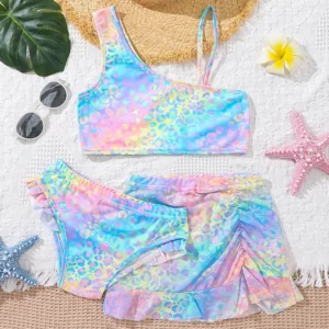 Trajes de baño para niñas Ropa de playa colorida Tamaño 130-160 3 unids/set Conjunto de traje de baño para niños Ropa de juego de agua de verano