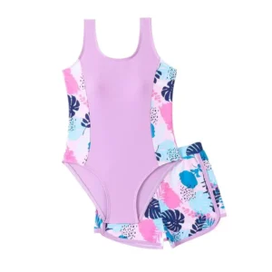 Traje de baño para niñas, Bikini deportivo con estampado floral, traje de baño dividido para playa de verano al aire libre