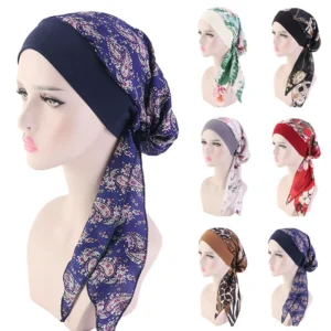 Bufanda para la cabeza con cáncer para mujer, gorro para la pérdida de cabello, preatado turbante, Bandana, novedad
