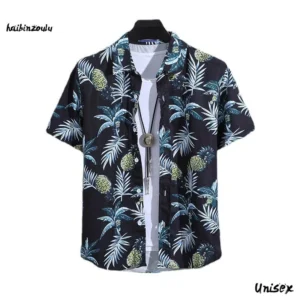 Camisa estampada de manga corta de verano para hombre, camisa fina de playa, ropa para hombre, Polo con cuello de tortuga para hombre, Top informal
