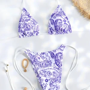 Mini conjuntos de Bikini triangulares sexys, microtanga, traje de baño para mujer, traje de baño, Bikini estilo vendaje, ropa de playa, traje de baño estampado, Bikini tipo Tanga